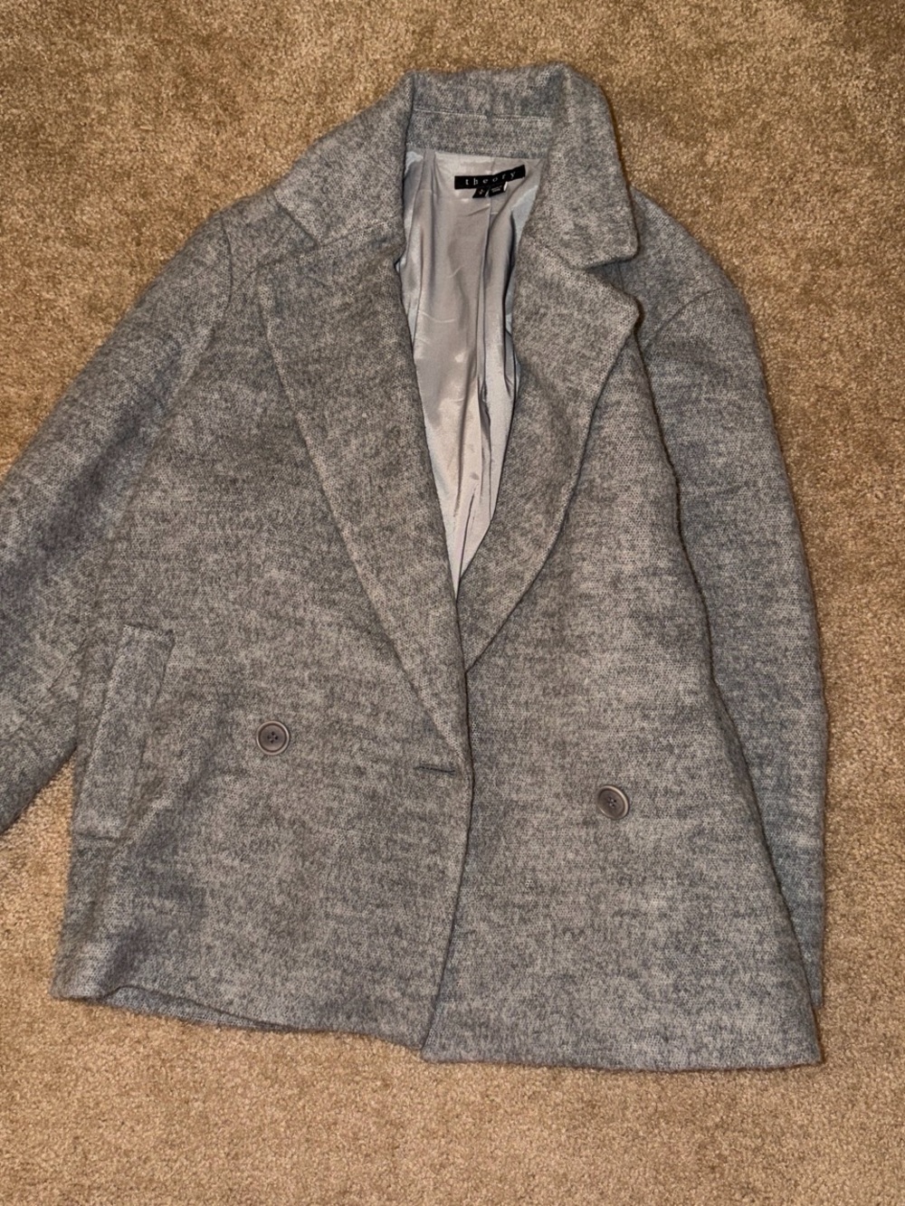 Theory Gray Double-Breasted Pea Coat